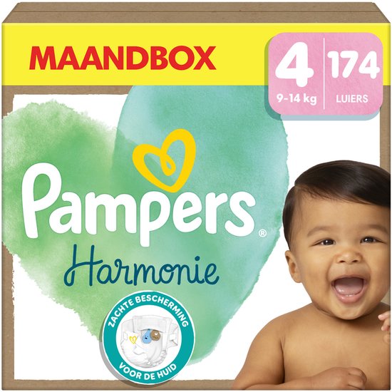 Pampers Harmonie Luiers Maat 4, 174 Luiers, 9kg-14kg