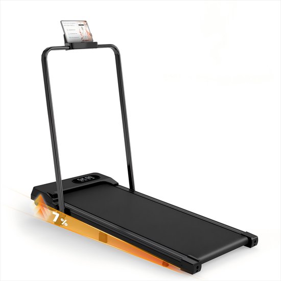 Loopband met 7% helling - Inklapbaar loopband Elektrisch 1-8 km/u - met afstandsbediening en LCD-display - Walkingpad - Treadmill - Zwart
