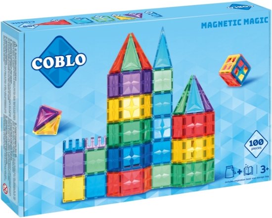 Coblo Classic 100 stuks - Magnetisch speelgoed - Montessori speelgoed - Magnetische Bouwstenen - Magnetische tegels - Magnetic tiles - Cadeau kind - Speelgoed 3 jaar t/m 12 jaar - Magnetisch speelgoed bouwblokken
