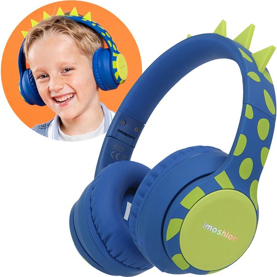 imoshion Kinder Koptelefoon Dino - Bluetooth en Decibelbegrenzer - Draadloze Koptelefoon Kinderen