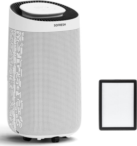 Sofresh Luchtontvochtiger 25L en Luchtreiniger in 1 - Ruimtes tot 50m² – Ontvochtigt 25L Per Dag – App Bediening - HEPA Filter - Fluisterstil - Woonkamer- slaapkamer, badkamer, kelder- Wit
