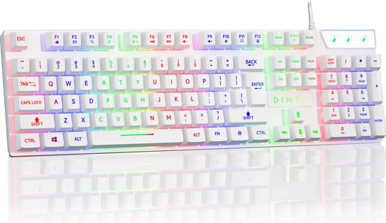 DINTO® Gaming Toetsenbord - Gaming keyboard - Led RGB - QWERTY - Wit
