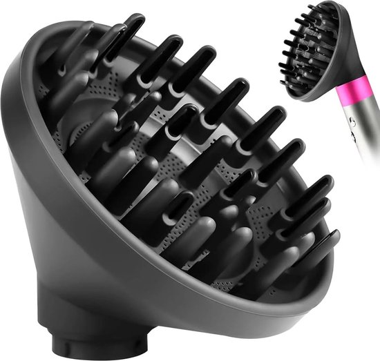 Nifkos - Geschikt voor Opzetstuk geschikt voor Dyson Haarstyler - Haardroger Föhn Diffuser, Universeel Stereotype Haar Hoofd - Geschikt voor Airwrap Styler HS05 HS03 HS01-converter - Zwart